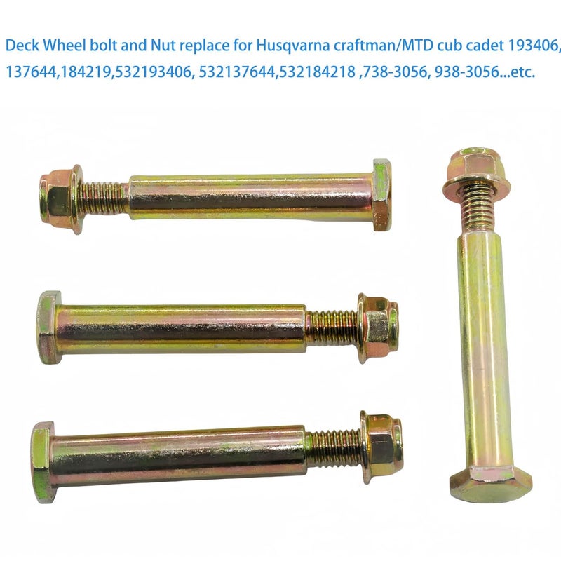 Metalsuberg Deck Wheel Shoulder Bolt and Flanged Lock Nut Replaces 193406 184219 137644 532193406 532137644 738-3056 938-3056 for MTD cub Cadet,craftman.(4pcs Pack) - Image 5